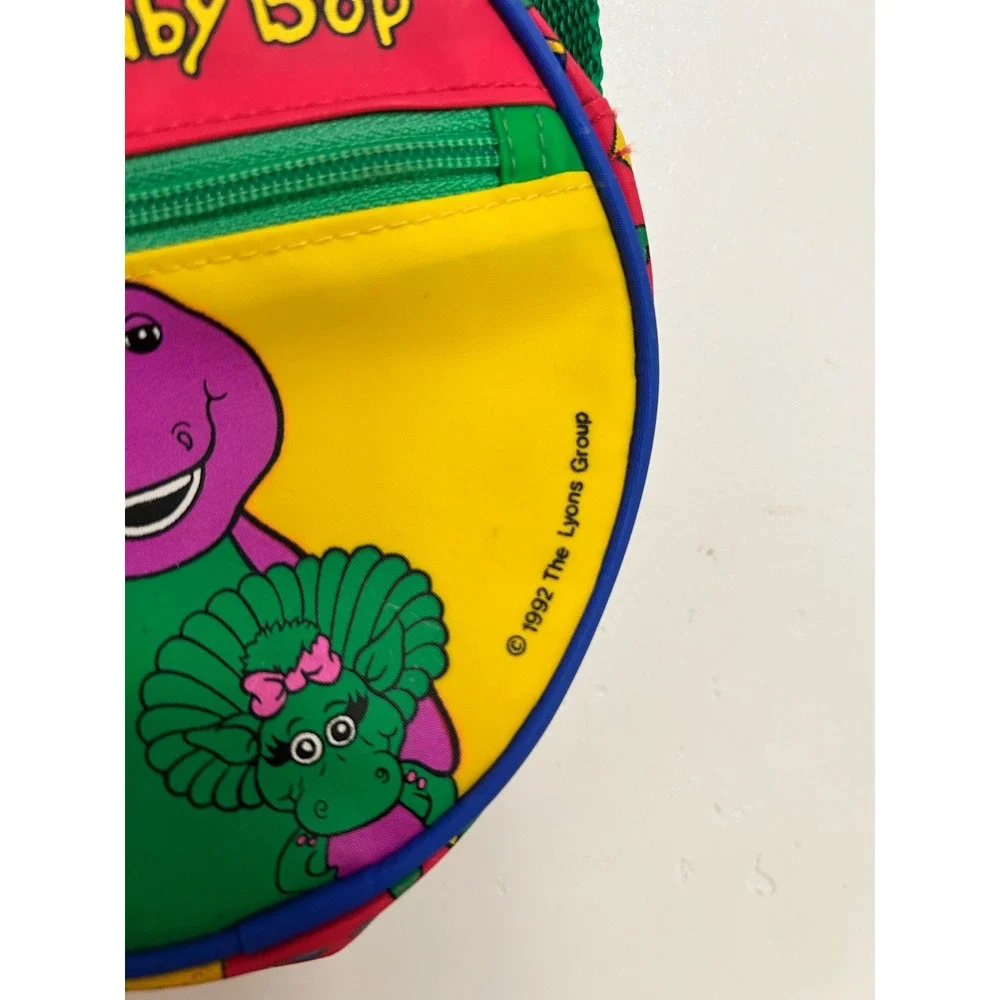 Vintage 1992 Barney & Baby Bop Round Crossbody Purse with Coin Pouch Yellow 90s